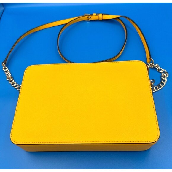 Michael Kors Yellow Saffiano Leather Crossbody Bag with Adjustable Buckle Strap - Picture 3 of 8